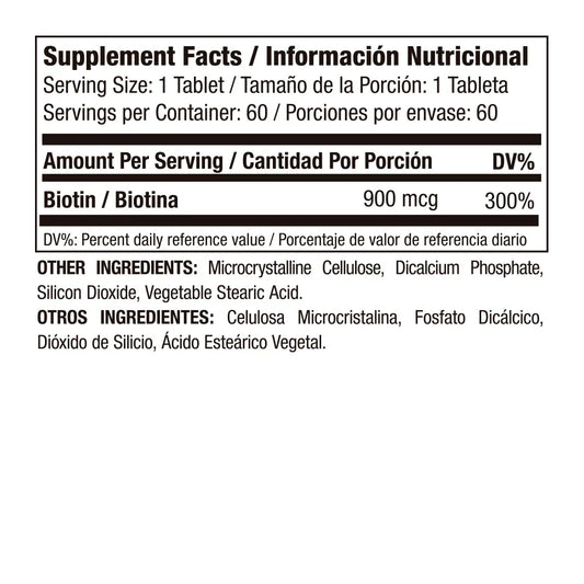 BIOTIN 900 MCG TABLA